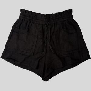 House of Harlow 1960 Black Linen Blend Drawstring Shorts - Size Medium